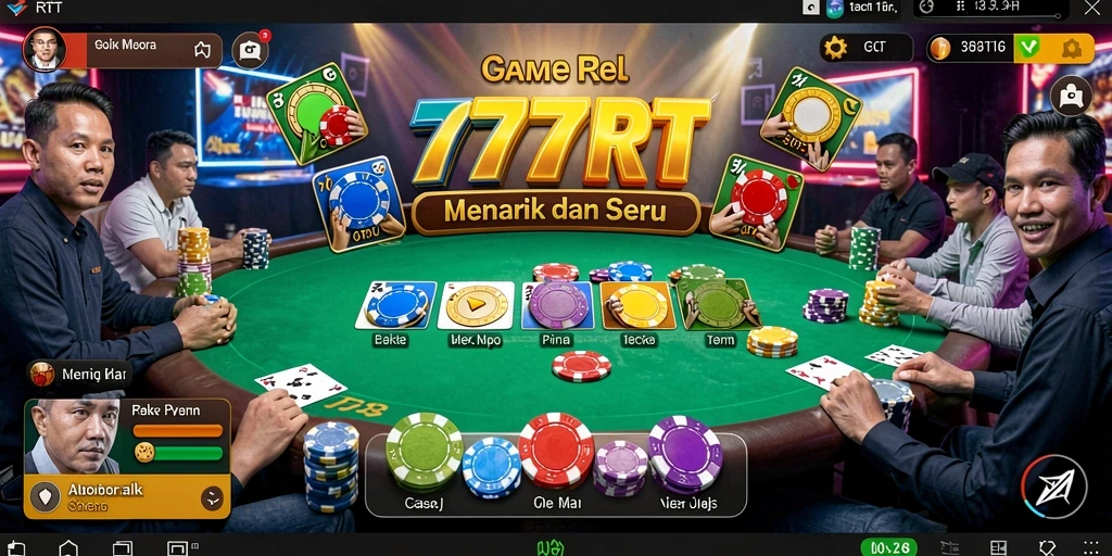 Tampilan gameplay Poker yang seru dan mendebarkan di 777RT.