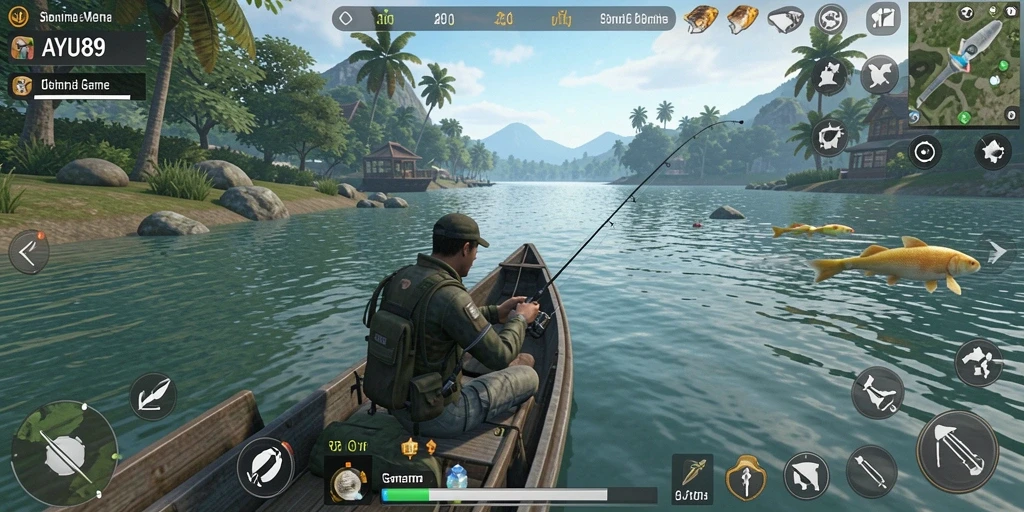 Gameplay AYU89 menampilkan serunya memancing dengan berbagai ikan yang menarik.