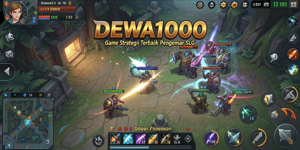 Screenshot menunjukkan gameplay strategis yang mendebarkan dari DEWA1000.