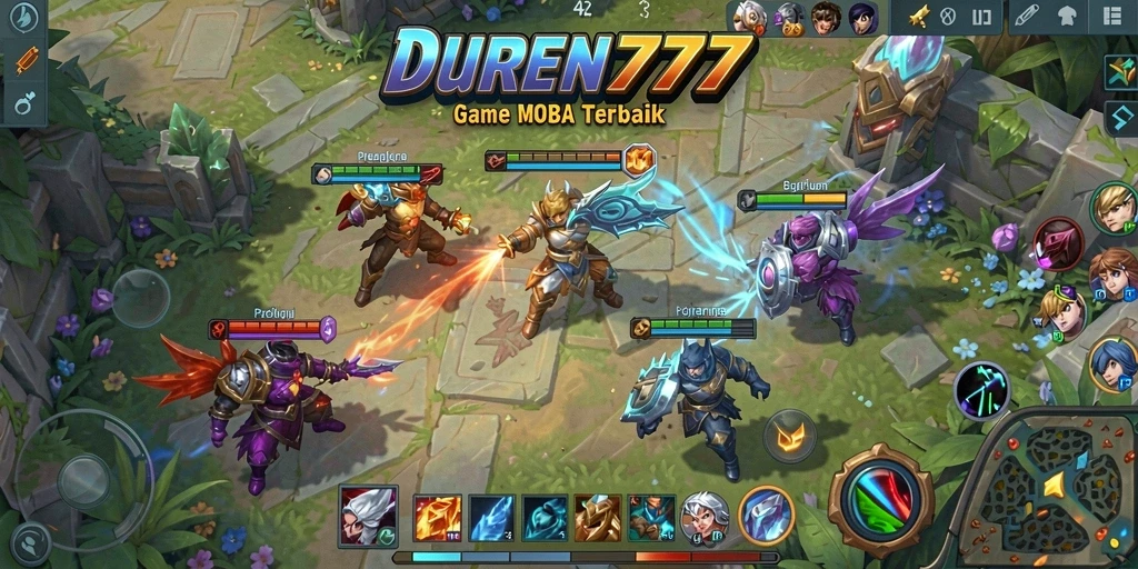 Tampilan gameplay DUREN777 dengan pertarungan seru dan karakter unik.