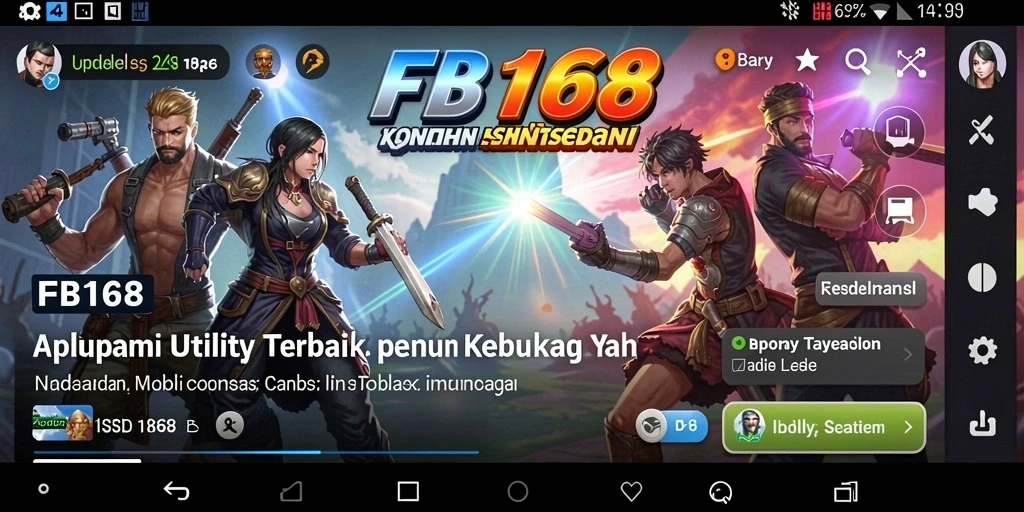 Tampilan utama FB168 dengan berbagai fitur Utility yang mudah diakses.