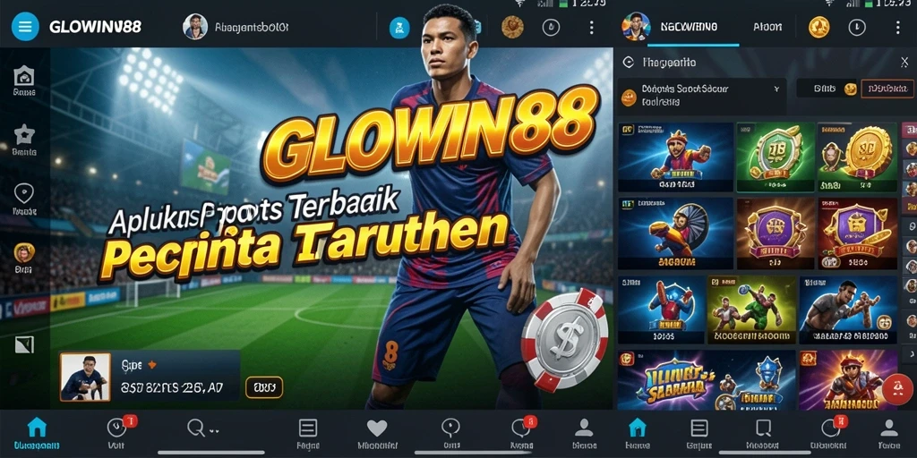 Tampilan utama GLOWIN88 dengan berbagai pilihan taruhan Sportsbook.
