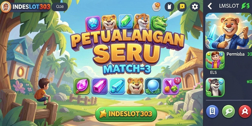 Tampilan menarik gameplay INDESLOT303 dalam permainan Match-3.