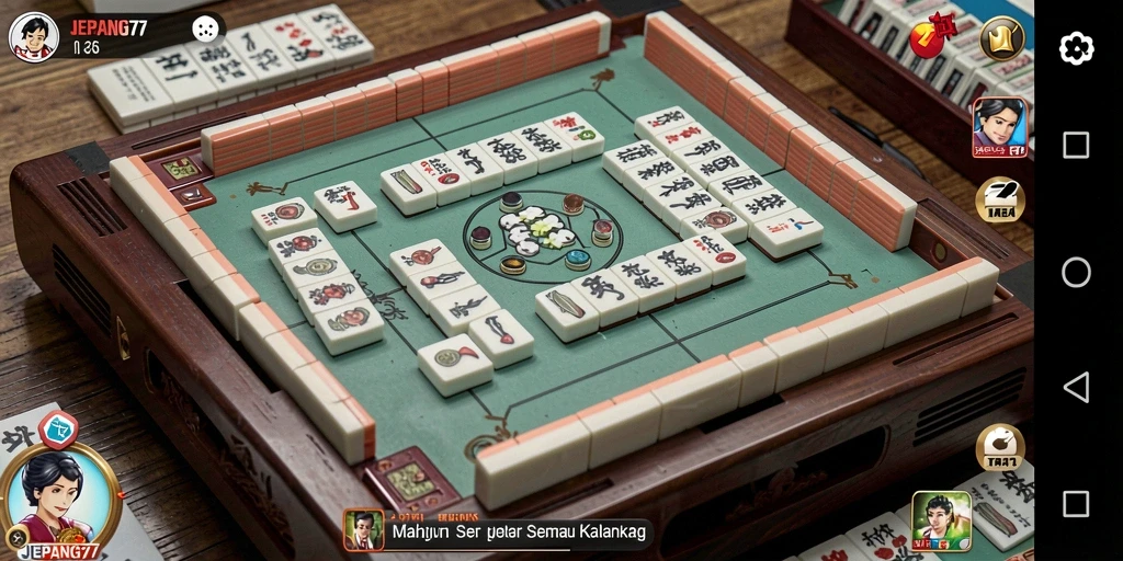 Tangkapan layar utama JEPANG77 menunjukkan gameplay Mahjong yang seru.