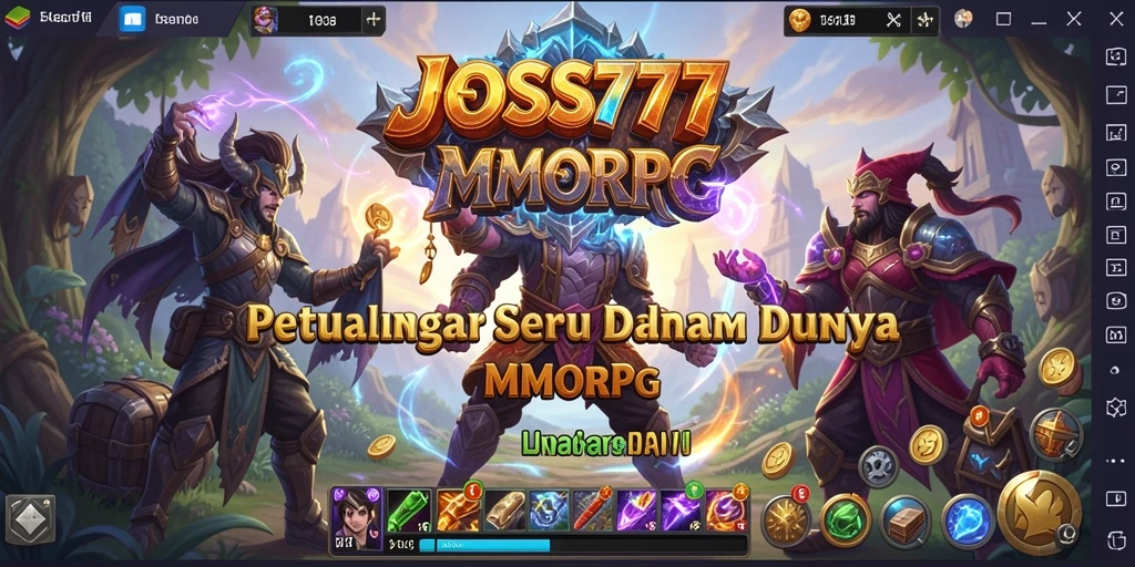 Screenshot JOSS777 menampilkan aksi penuh di dunia MMORPG yang fantastis.