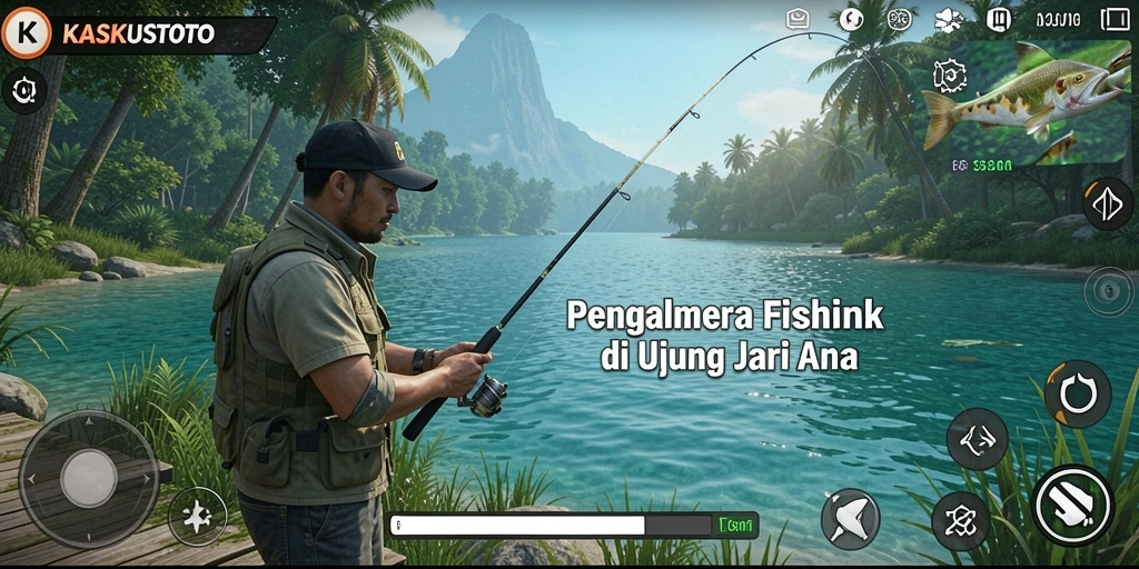 Screenshot gameplay KASKUSTOTO menampilkan aksi memancing yang seru dan menarik.