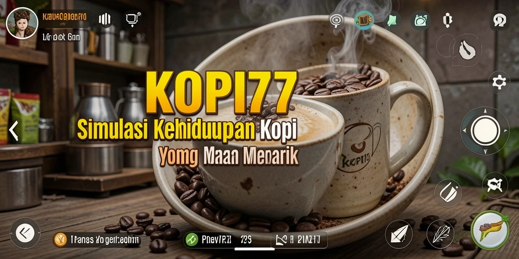 Tampilan gameplay KOPI77 dengan pesona dunia kopi.