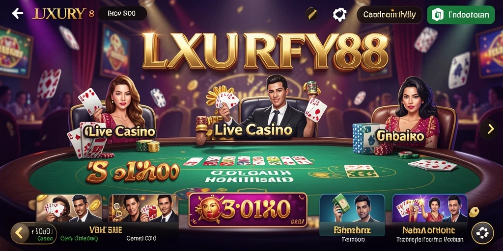 Screenshot gameplay Live Casino LUXURY88 menampilkan dealer langsung dan suasana kasino yang nyata.