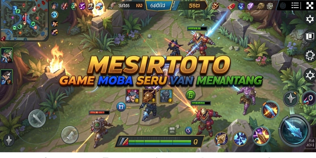 Tampilan action seru dari gameplay MOBA MESIRTOTO.