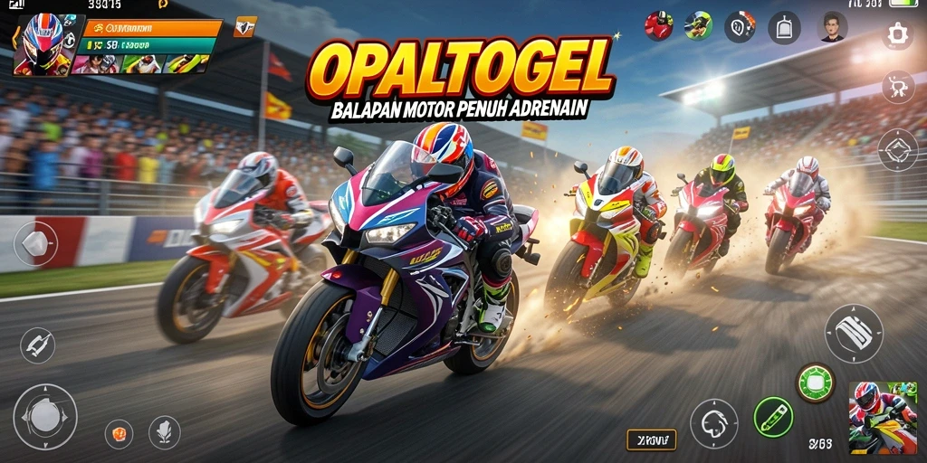 Tampilan gameplay seru dari OPALTOGEL yang penuh aksi balapan motor.