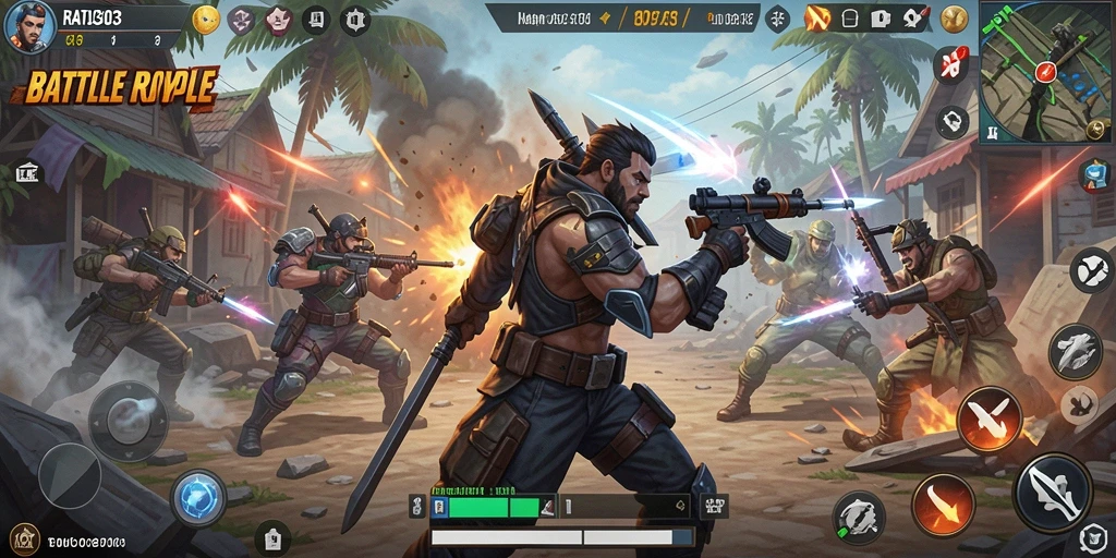 Tampilan aksi seru dalam gameplay Battle Royale RATU303.