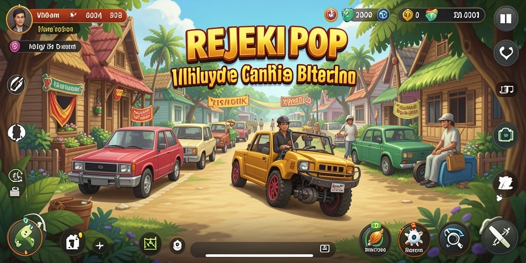 Tampilan gameplay REJEKIPOP dengan karakter yang berinteraksi dan berpetualang.