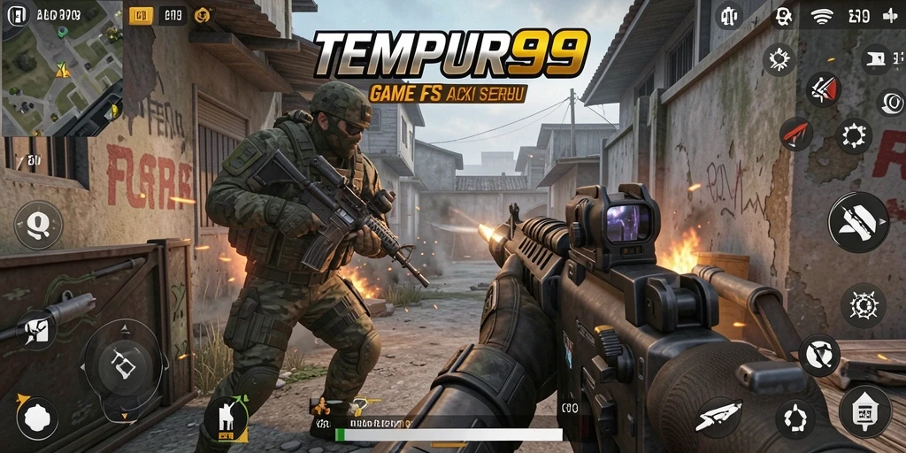 Tampilan gameplay TEMPUR99 yang penuh aksi dan intens.