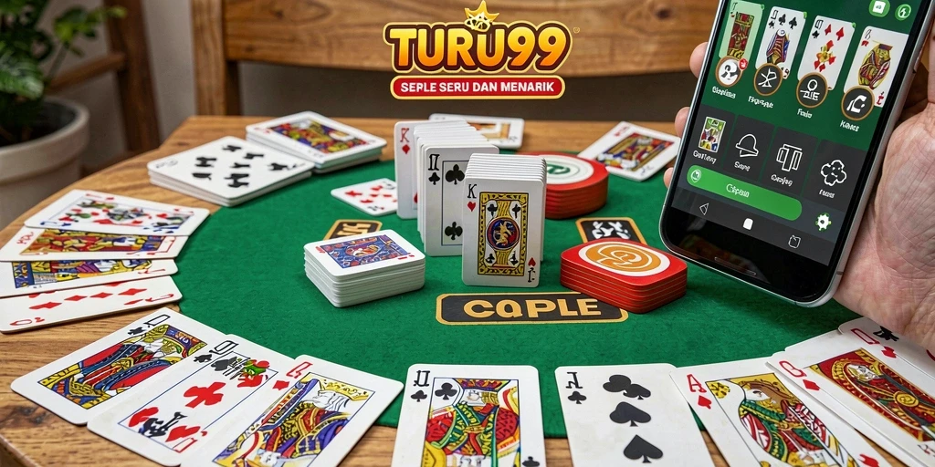 Tampilan gameplay Gaple yang seru dan interaktif di TURU99.