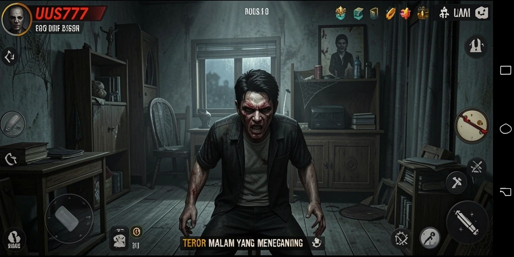 Tangkapan layar gameplay UUS777 yang menampilkan suasana horror yang mendebarkan.