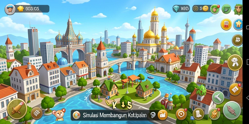 Tampilan gameplay VC55 yang menarik dan interaktif saat membangun kota.