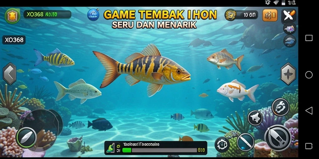 Screenshot menunjukkan aksi seru dalam gameplay Tembak Ikan.